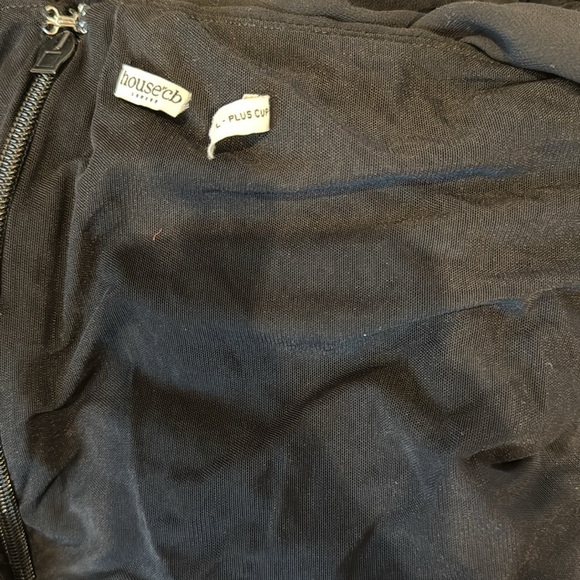 NWOT House of CB Babydoll Black mini long sleeves Dress sz L plus cup - Picture 11 of 12